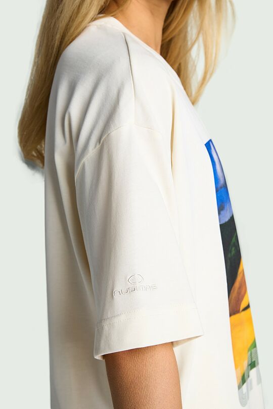 Medvilniniai marškinėliai trumpomis rankovėmis „Namukas“ 7 | KREMINĖ | Audimas