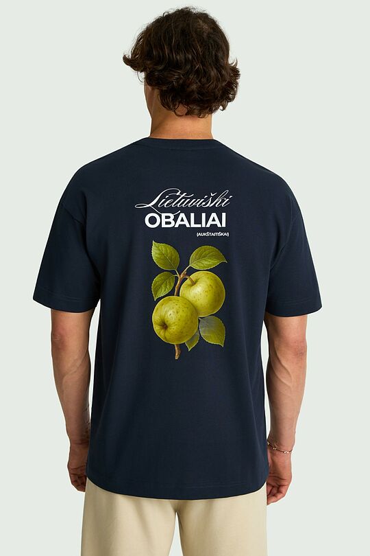 Medvilniniai marškinėliai trumpomis rankovėmis „Obaliai“ 5 | TAMSIAI MĖLYNA | Audimas