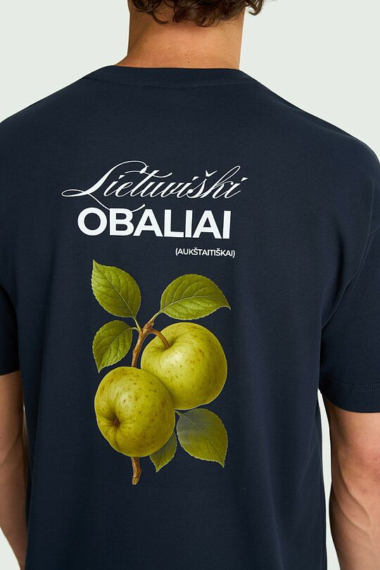 Medvilniniai marškinėliai trumpomis rankovėmis „Obaliai“ 6 | TAMSIAI MĖLYNA | Audimas