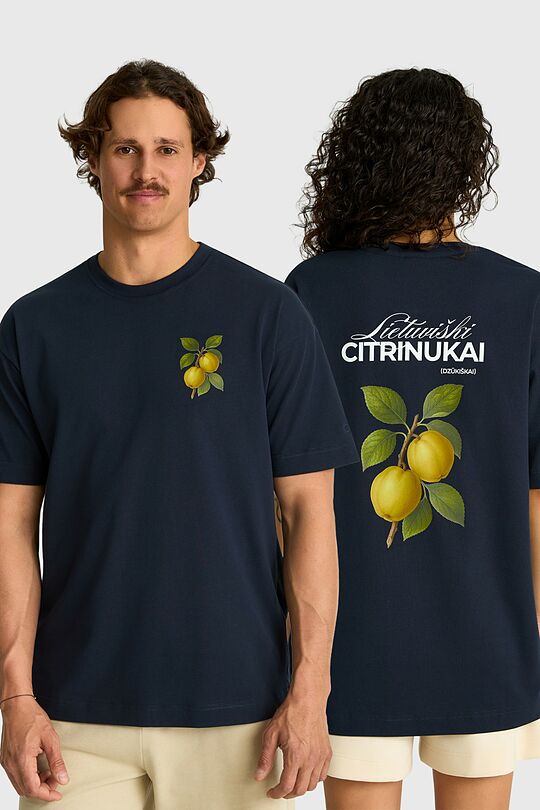 Medvilniniai marškinėliai trumpomis rankovėmis „Citrinukai“ 1 | TAMSIAI MĖLYNA | Audimas