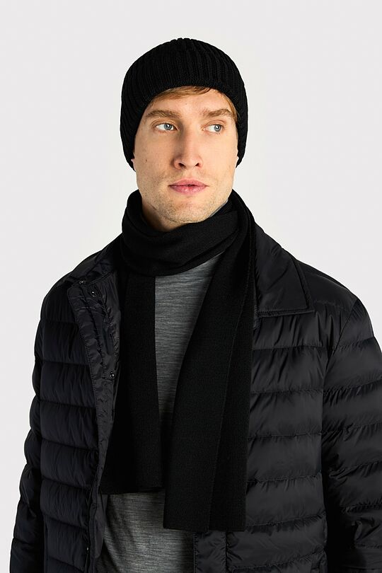 Megzta merino vilnos kepurė 3 | JUODA | Audimas