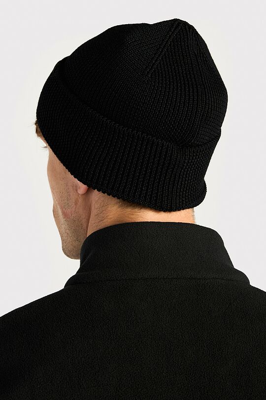 Megzta merino vilnos kepurė 5 | JUODA | Audimas