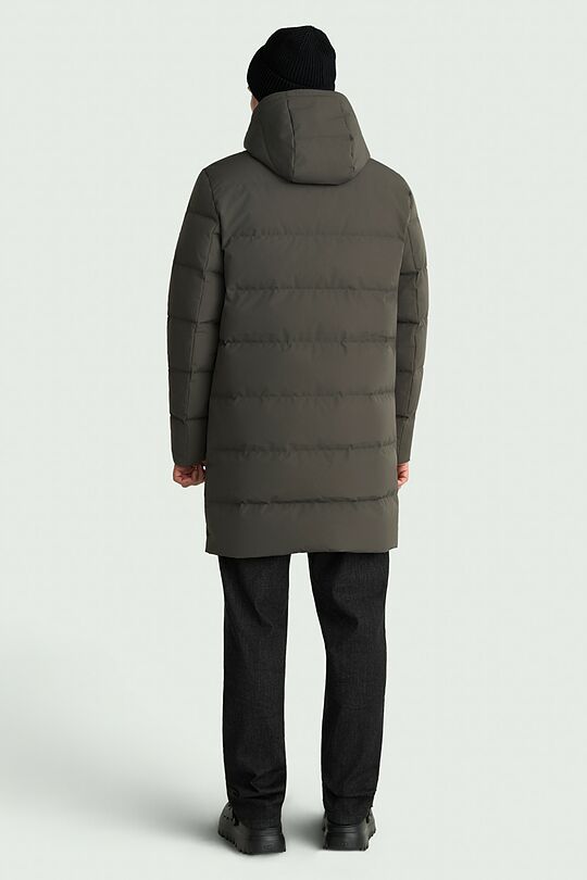 Pūkinis paltas su membrana 2 | TAMSIAI PILKA | Audimas