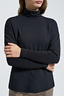 Modalo trikotažo marškinėliai ilgomis rankovėmis 3 | JUODA | Audimas