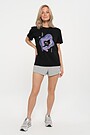 Marginti tamprūs medvilniniai marškinėliai 4 | BLACK PRINTED | Audimas