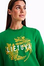 Tamprus margintas medvilninis džemperis 3 | ŽALIA | Audimas