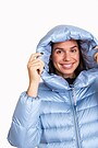 Pūkinis paltas su akcentuotu gobtuvu 4 | MĖLYNA | Audimas