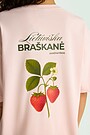 Medvilniniai marškinėliai trumpomis rankovėmis „Braškanė“ 3 | ROŽINĖ | Audimas