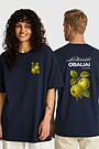 Medvilniniai marškinėliai trumpomis rankovėmis „Obaliai“ 1 | TAMSIAI MĖLYNA | Audimas