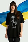 Medvilniniai unisex marškinėliai trumpomis rankovėmis „Saulėgrąža“ 1 | JUODA | Audimas